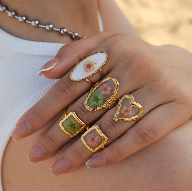 Pressed Flower Ring - All Things Rainbow