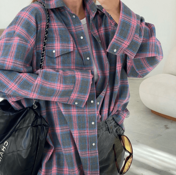 Oversized Pink Plaid Shirt - All Things Rainbow