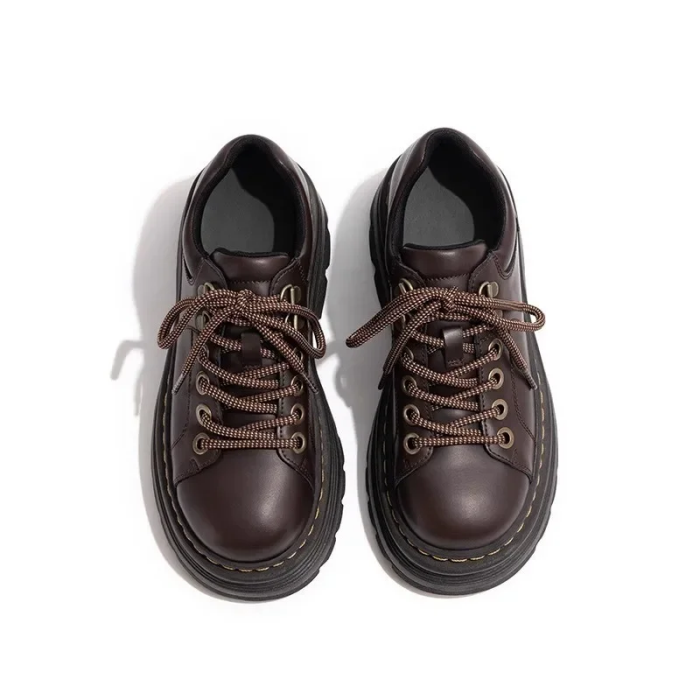 Pair of brown leather shoes with laces | Autumn London Derby Shoes | Aesthetic Shoes