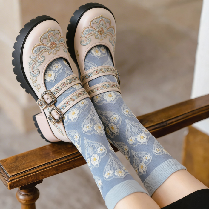 Soft Vintage Blue Sock Set | Aesthetic Socks