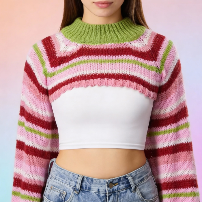Y2K Cropped Sweater | Aesthetic Clothes