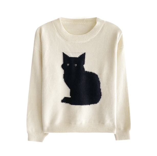 Black Kitty Sweater | Aesthetic Clothes