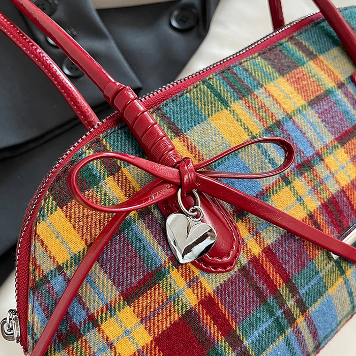 Retro Love Plaid Bag | Aesthetic Bag