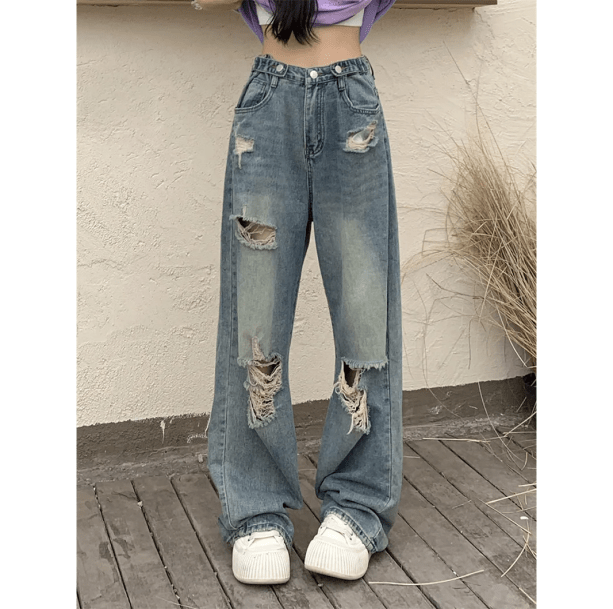 Distressed Boyfriend Jeans - All Things Rainbow