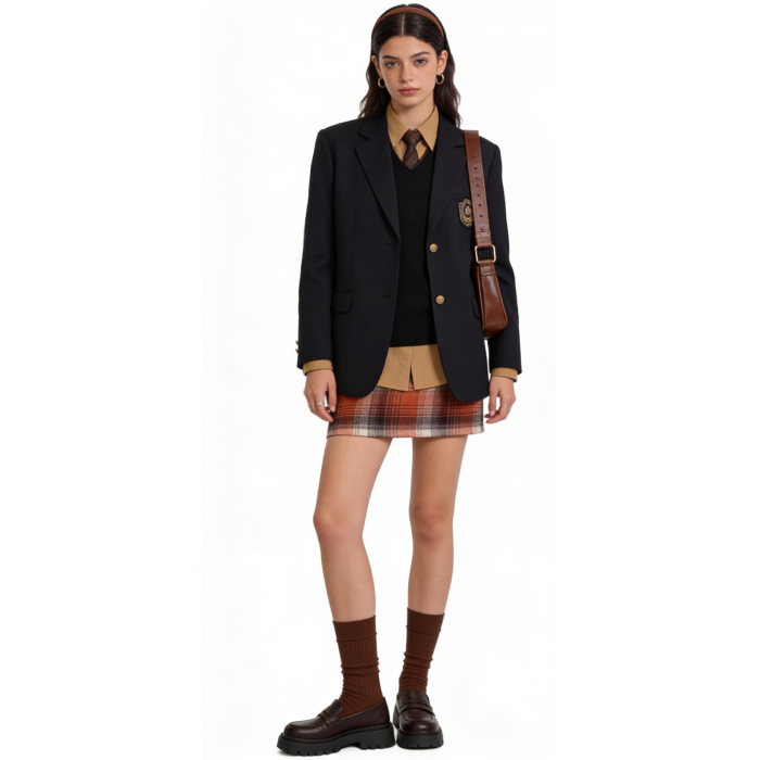 Retro Orange Plaid Skirt – Vintage Preppy Style