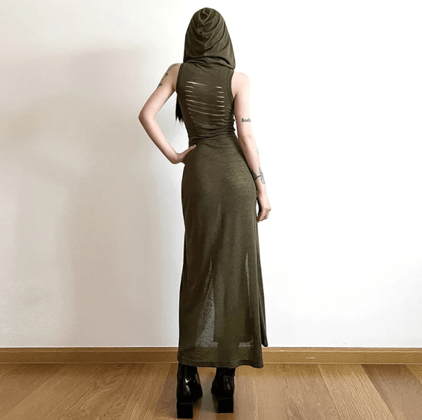 Hooded Slit Maxi Dress | Aesthetic Clothes