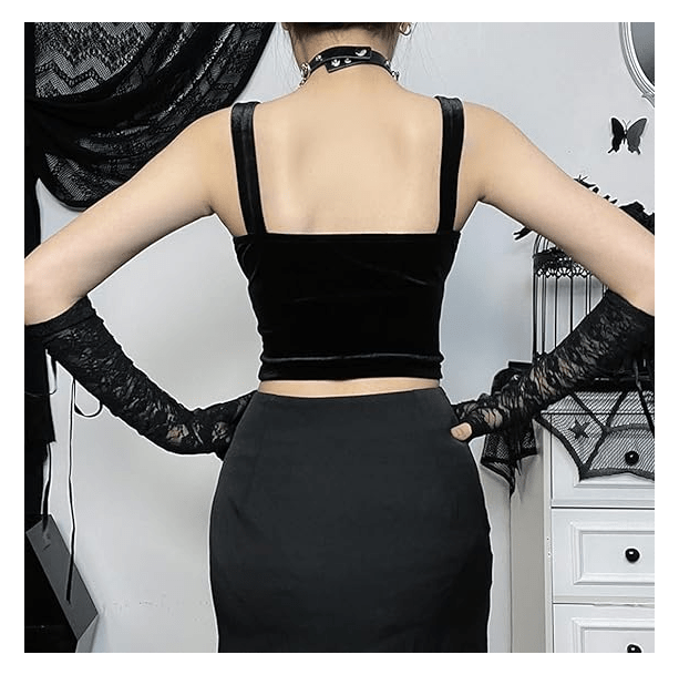 Dark Goth Velvet Crop Top - All Things Rainbow