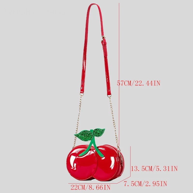 Cherry-shaped handbag with measurements| Cherry Pop Aesthetic Mini Purse – Y2K Cherry Girl Style