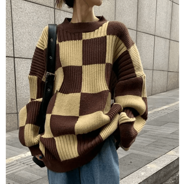 Oversized Checkered Sweater | Aesthetic Clothing