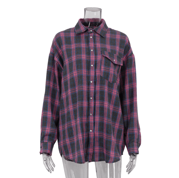 Oversized Pink Plaid Shirt - All Things Rainbow