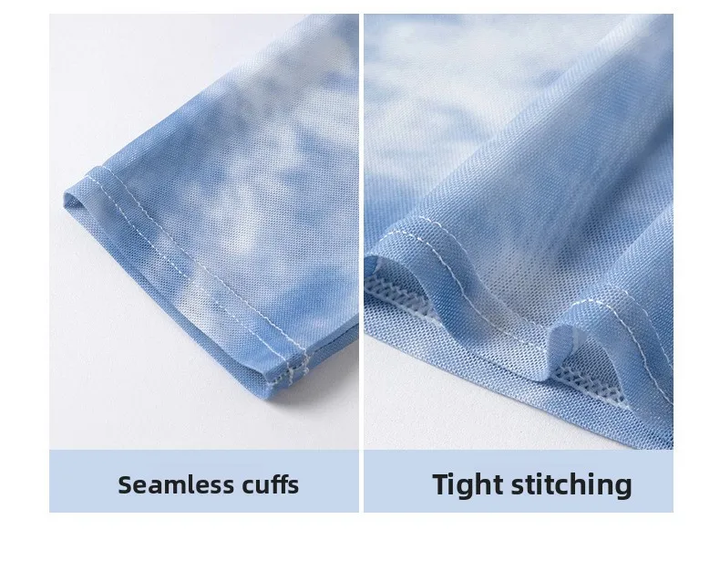 Blue and White Tie-Dye Long Sleeve Shirt | Aesthetic Tie-Dye Top
