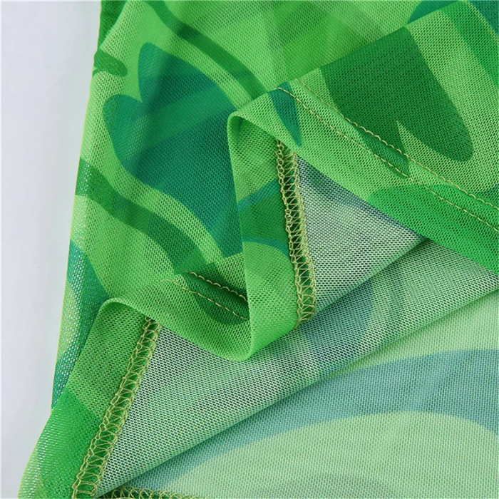 Y2K Neon Heart Mesh See Through Crop Top – Short Sleeve Aesthetic Festival Top
