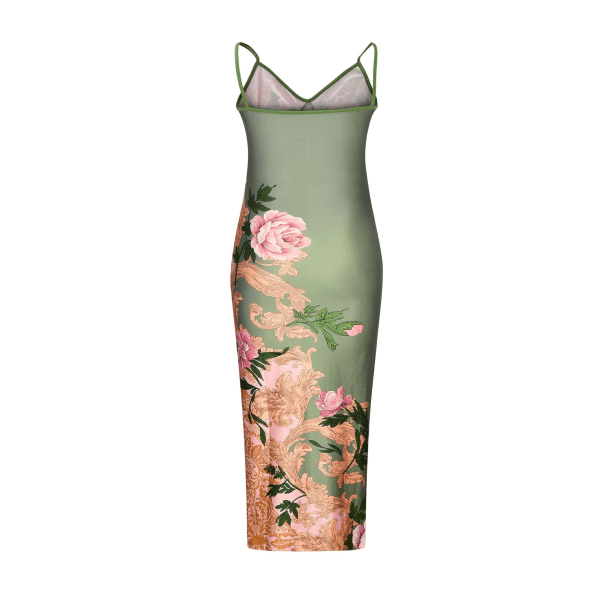 Green Floral Bodycon Dress | Aesthetic Clothes