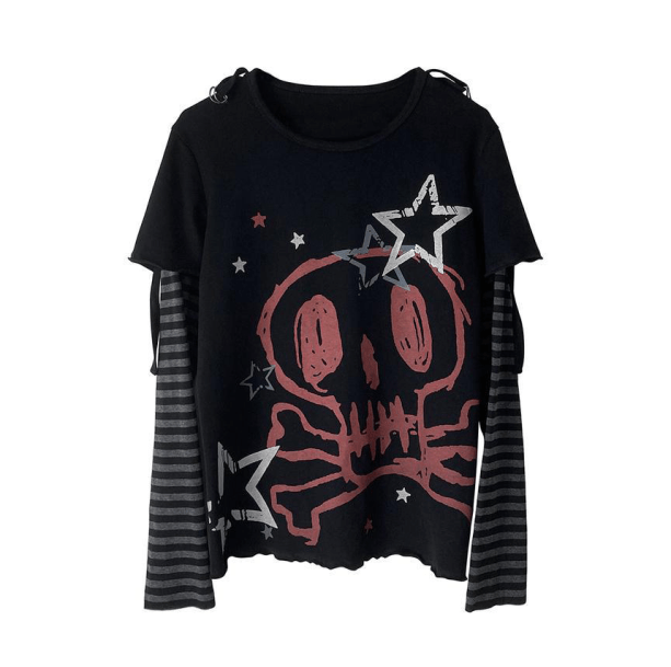 Emo Skull Long Sleeve T-Shirt | Aesthetic Clothes