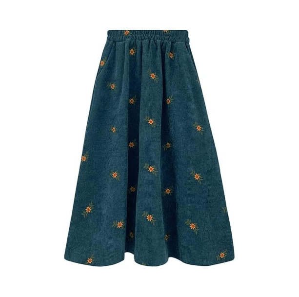 Corduroy Floral Skirt | Aesthetic Clothing