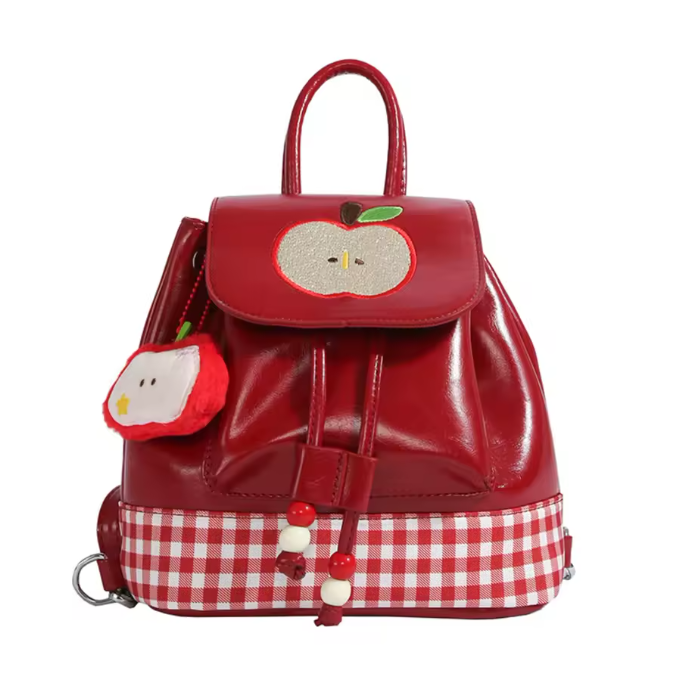 Sweet Apple Mini Backpack – Cute Red Aesthetic Bag and Y2K Outfit Essential