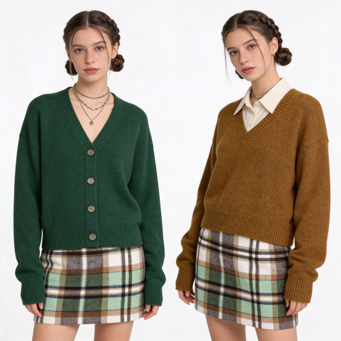 Green Academia Plaid Mini Skirt – Preppy Aesthetic Outfit