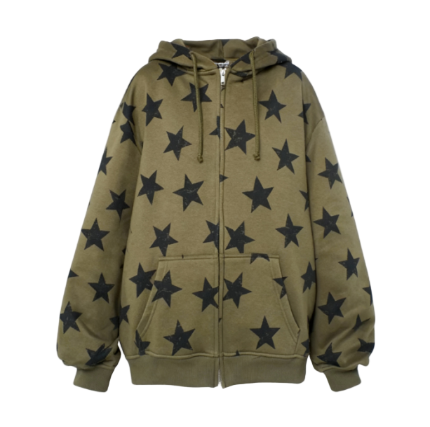 Y2K Green Star Hoodie | Aesthetic Clothes