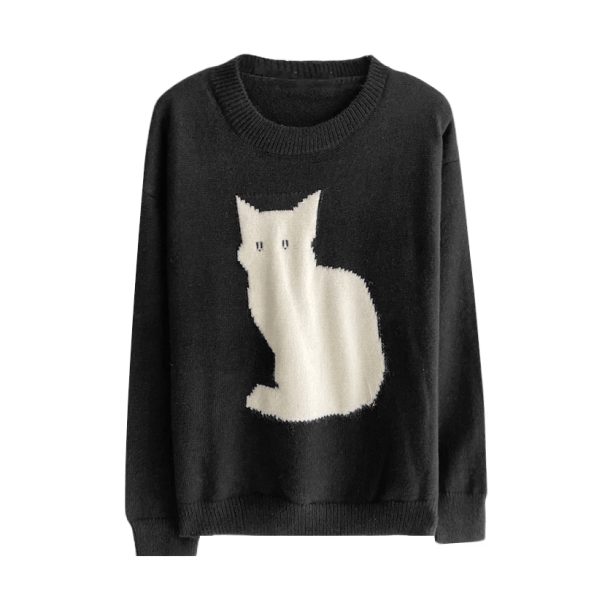 Black Kitty Sweater | Aesthetic Clothes