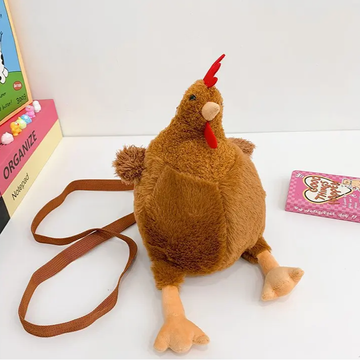 Cute Chicken Plush Bag – Kawaii Aesthetic Crossbody Purse for Girls, Soft Animal Handbag
