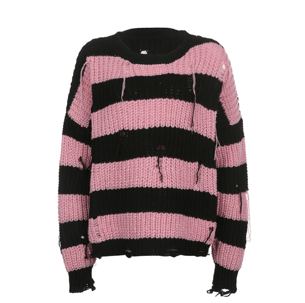 Pink Distress Emo Sweater - All Things Rainbow