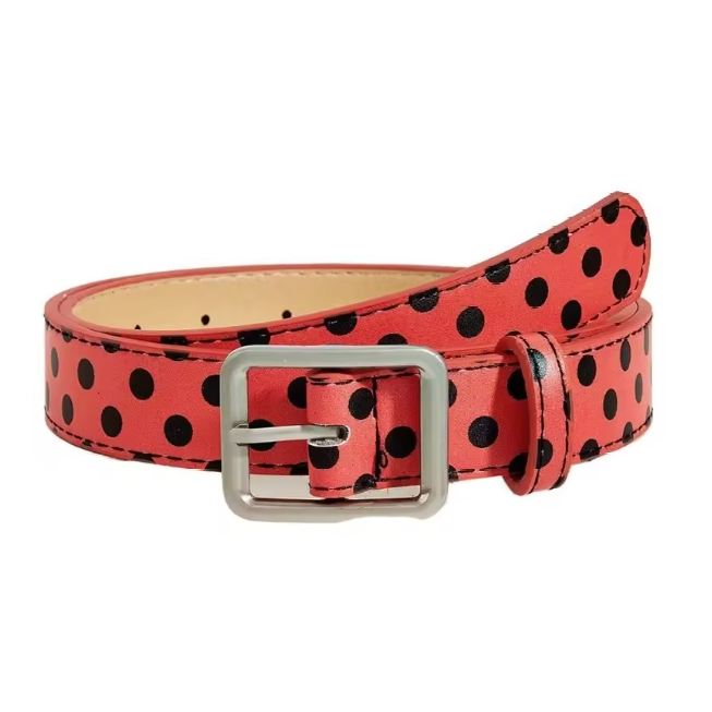 red Retro Polka Dot Belt – Vintage Aesthetic Waist Belt and Y2K Statement 