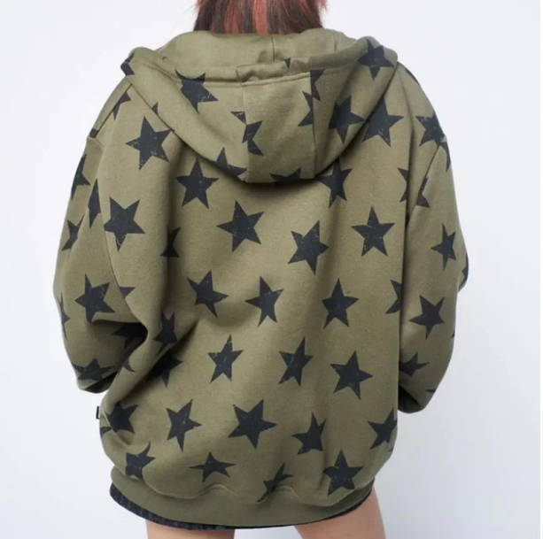Y2K Green Star Hoodie | Aesthetic Clothes