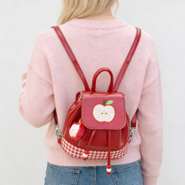 Sweet Apple Mini Backpack – Cute Red Aesthetic Bag and Y2K Outfit Essential