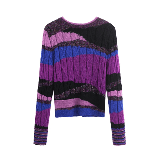 Round Neck Purple Flow Sweater - All Things Rainbow