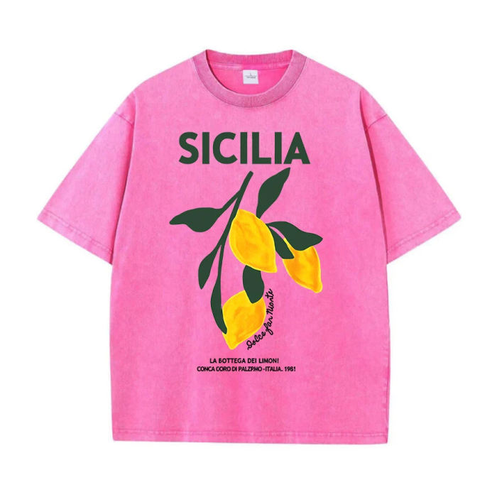Pink La Dolce Vita Lemon Graphic Tee – Retro Aesthetic Graphic Tee