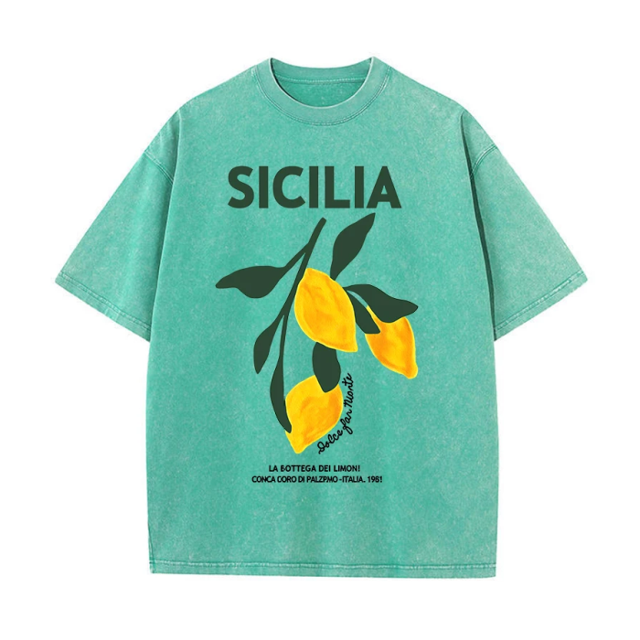 Green La Dolce Vita Lemon Graphic Tee – Retro Aesthetic Graphic Tee