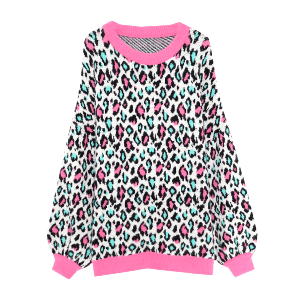 Pink Leopard Sweater | Aesthetic Clothes