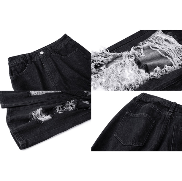 Distressed Black Jeans | Aesthetic Clothing