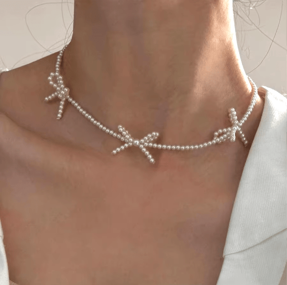 Pearl Bowtie Necklace | Aesthetic Jewelry