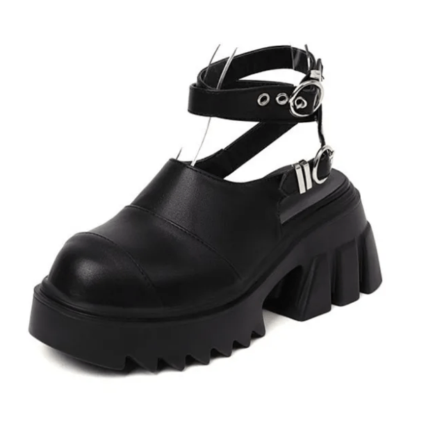 Goth Ankle Wrap Shoes | Aesthetic Shoes