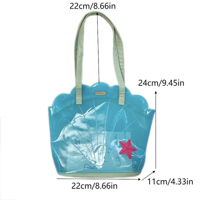 Ocean Aesthetic Starfish Handbag | Transparent Blue Beach Bag
