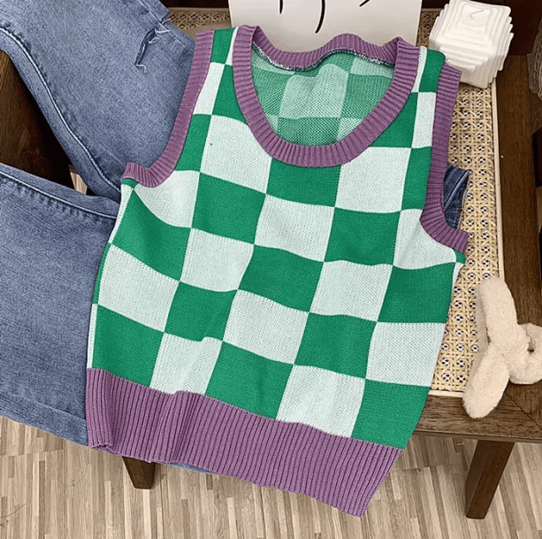Green Checkered Top | Aesthetic Clothes