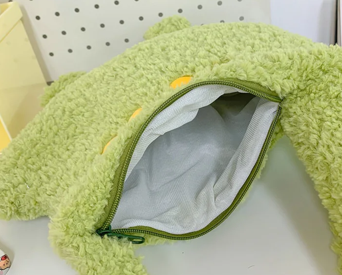 Cute Green Dinosaur Plush Crossbody Bag – Kawaii Aesthetic Shoulder Purse