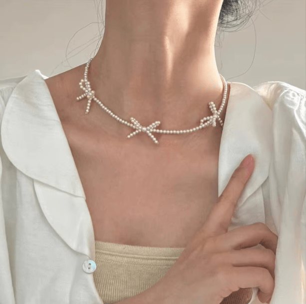 Pearl Bowtie Necklace | Aesthetic Jewelry