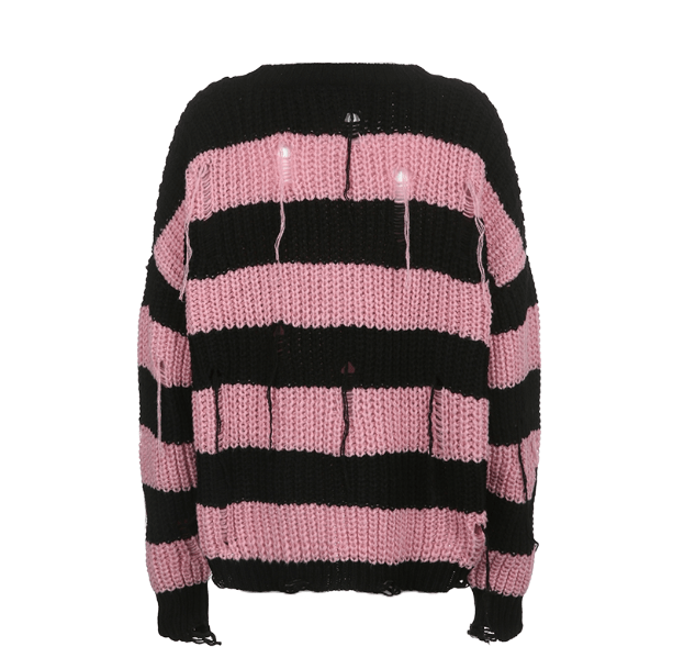 Pink Distress Emo Sweater - All Things Rainbow