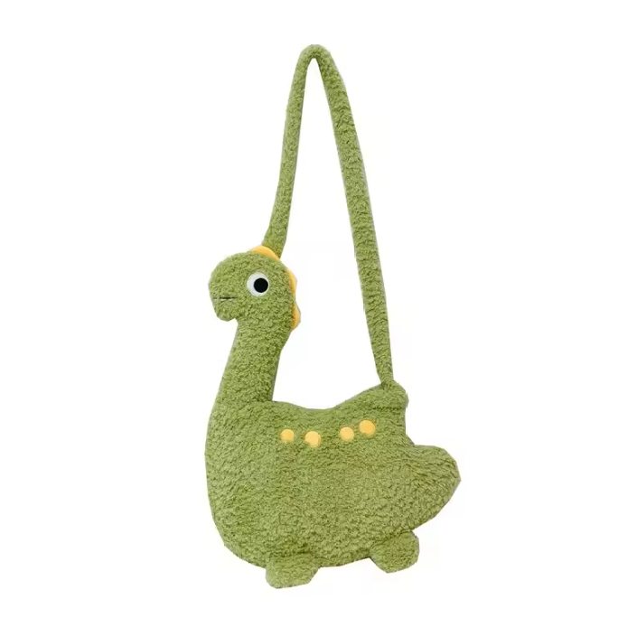 Cute Green Dinosaur Plush Crossbody Bag – Kawaii Aesthetic Shoulder Purse