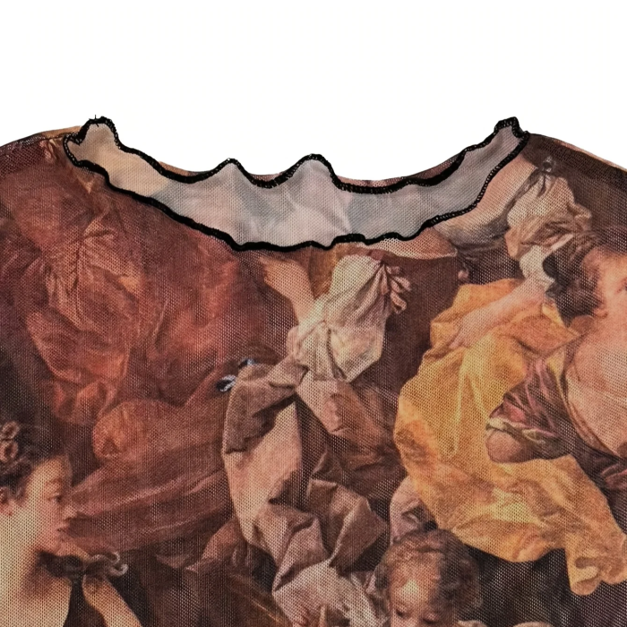 Vintage Gallery Mesh Crop Top | Aesthetic Crop Top