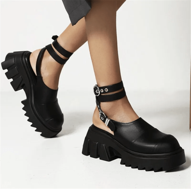 Goth Ankle Wrap Shoes | Aesthetic Shoes