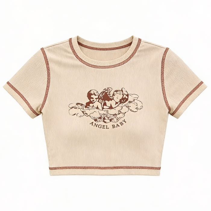 Angel Baby Aesthetic Crop Top – Y2K Coquette Baby Tee for Aesthetic Outfits