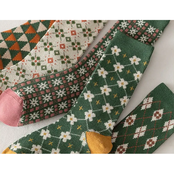 Retro Evergreen Socks (5 Pairs) | Aesthetic Socks