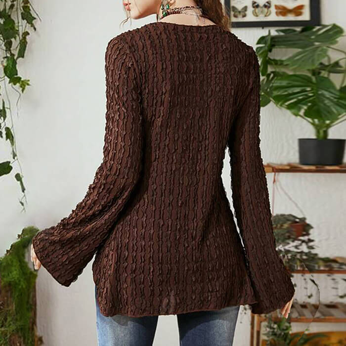 Fairy Grunge Butterfly Top – Brown Lace Long Sleeve Top
