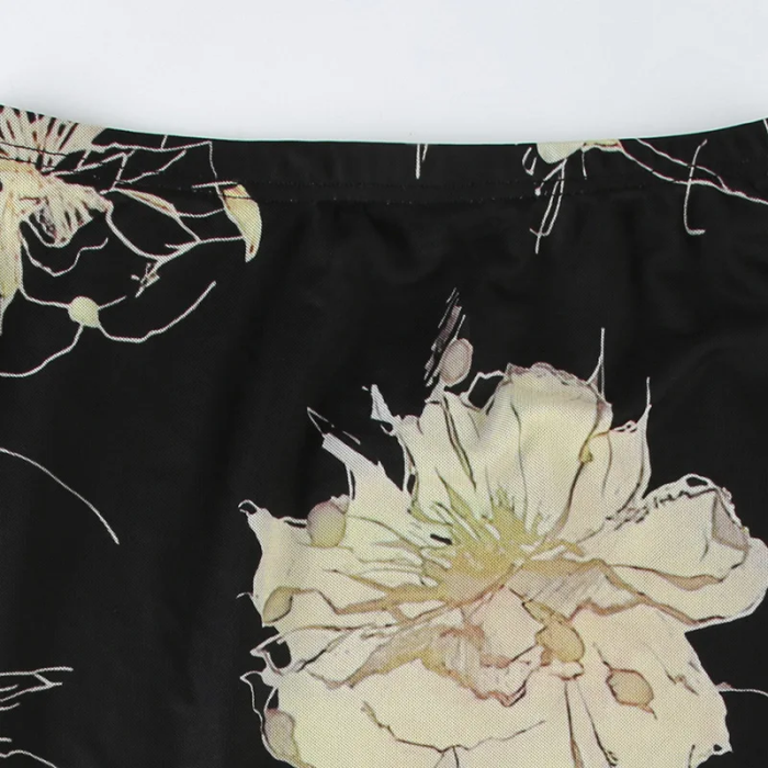 Black Floral Maxi Skirt – Dark Grunge Aesthetic Long Skirt