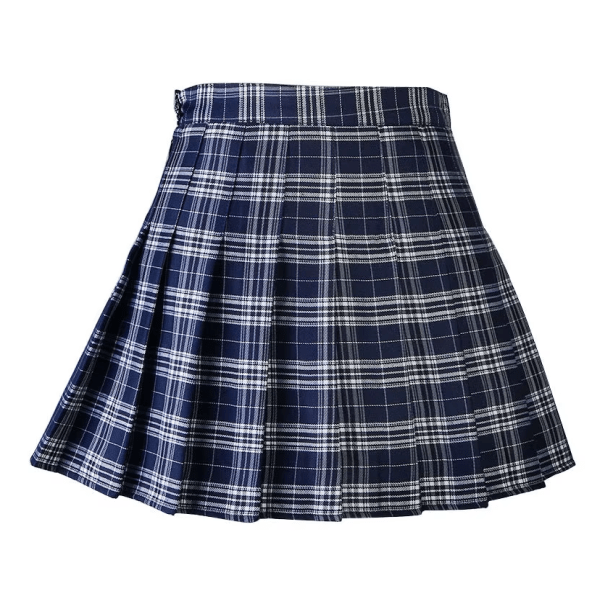 Navy Blue Plated Mini Skirt | Aesthetic Clothing