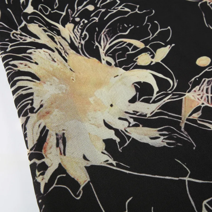 Black Floral Maxi Skirt – Dark Grunge Aesthetic Long Skirt