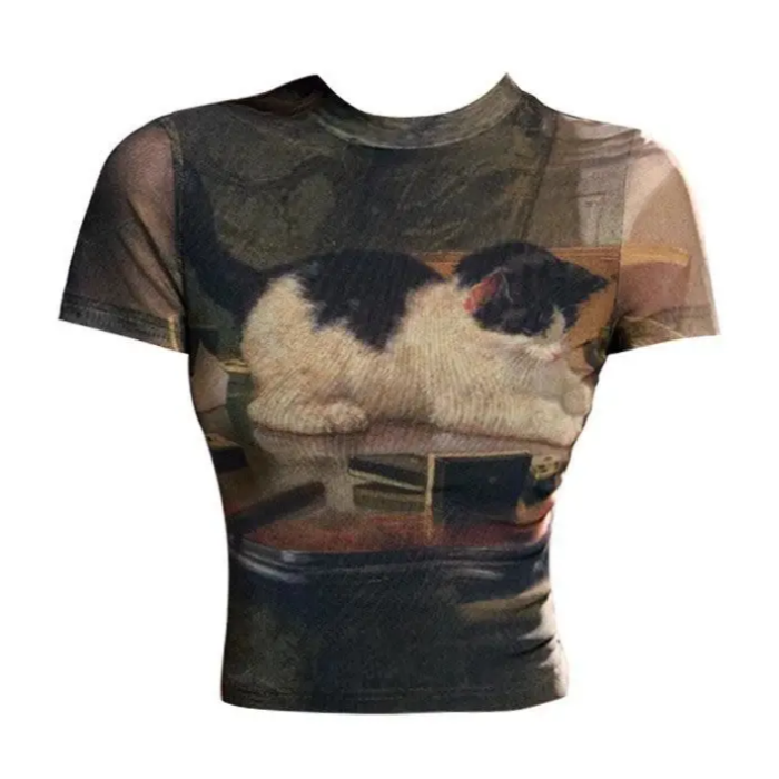 Vintage Kitty Crop Top | Aesthetic Top

